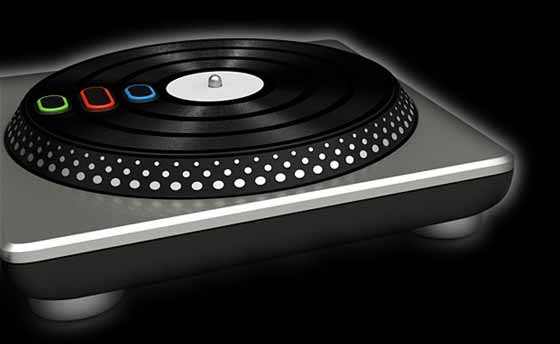 The DJ Hero turntable emulating controller gamers are going to mix with in the game